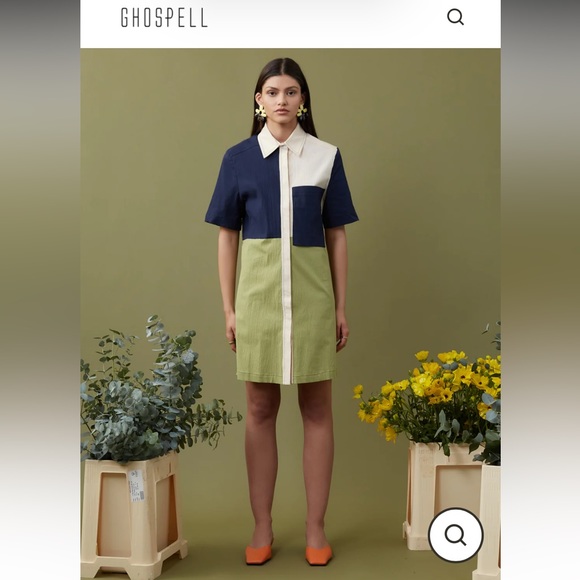 Gospell Leafage Colour Block Shirt Dress - Picture 11 of 13